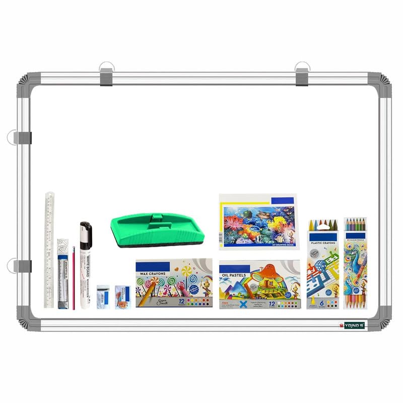 YAJNAS 5 × 4 FT Non-Magnetic Double Sided White Board & Chalk Board | Both Side Writing Boards, One Side White Marker & Reverse Chalk Board | with Beginners Combo Kit-image-17