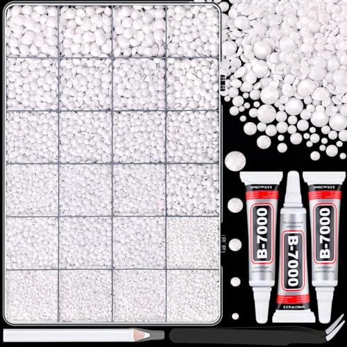 Image of 25000Pcs Resin Rhinestones with Tweezers for Crafting, White 2-6mm Mixed Sizes Bedazzling Crystal with 3Pcs 10ml B7000 Jewelry Glue for DIY Crafts Clothing Tumblers Shoes Fabric Nail Art