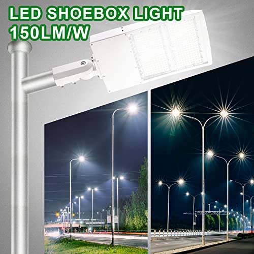 Ostek 480V 150W White Led Parking Lot Lights Led Shoebox Street Pole Lighting 21000Lm Waterproof Outdoor Commercial Area Road Lighting 5000K Dlc Ul #TOP6