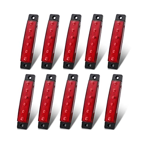 10 Pcs TMH 3.8 Inch 6 LED Red Side Led Marker, Trailer marker lights, Led marker lights, Marker light, RV Marker light Red, Rear side marker light