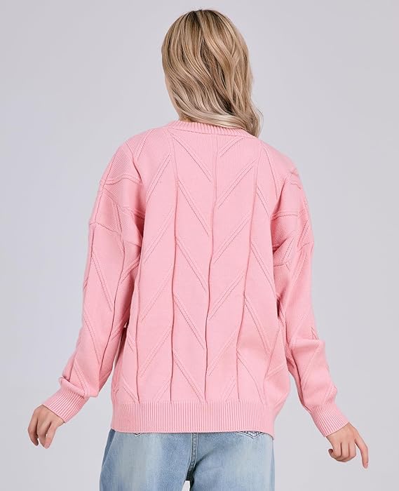 Image of utcoco Womens Open Front Cardigan Cable Knit Long Sleeve Button Down Embroidery Cardigan Sweaters
