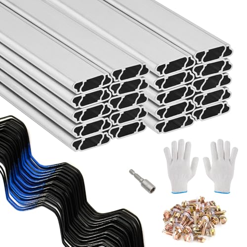 40-Pack 3.28-Foot Greenhouse Wiggle Spring Wire & Lock Channel Kit | PVC-Coated Spring & Aluminum Channels | Poly Film/Shade Cloth Attachment System | Includes 100 Self Tapping Screws and Driver