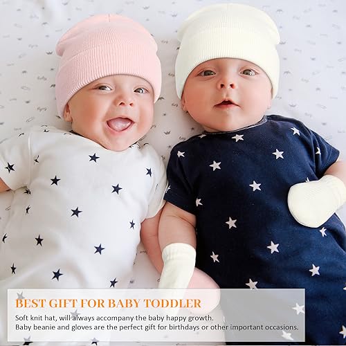 Baby Beanie Hat Gloves Set, Kids Winter Warm Knit Hat with glvoes,Toddler Soft Beanie for Little Boys Little Girls Children3