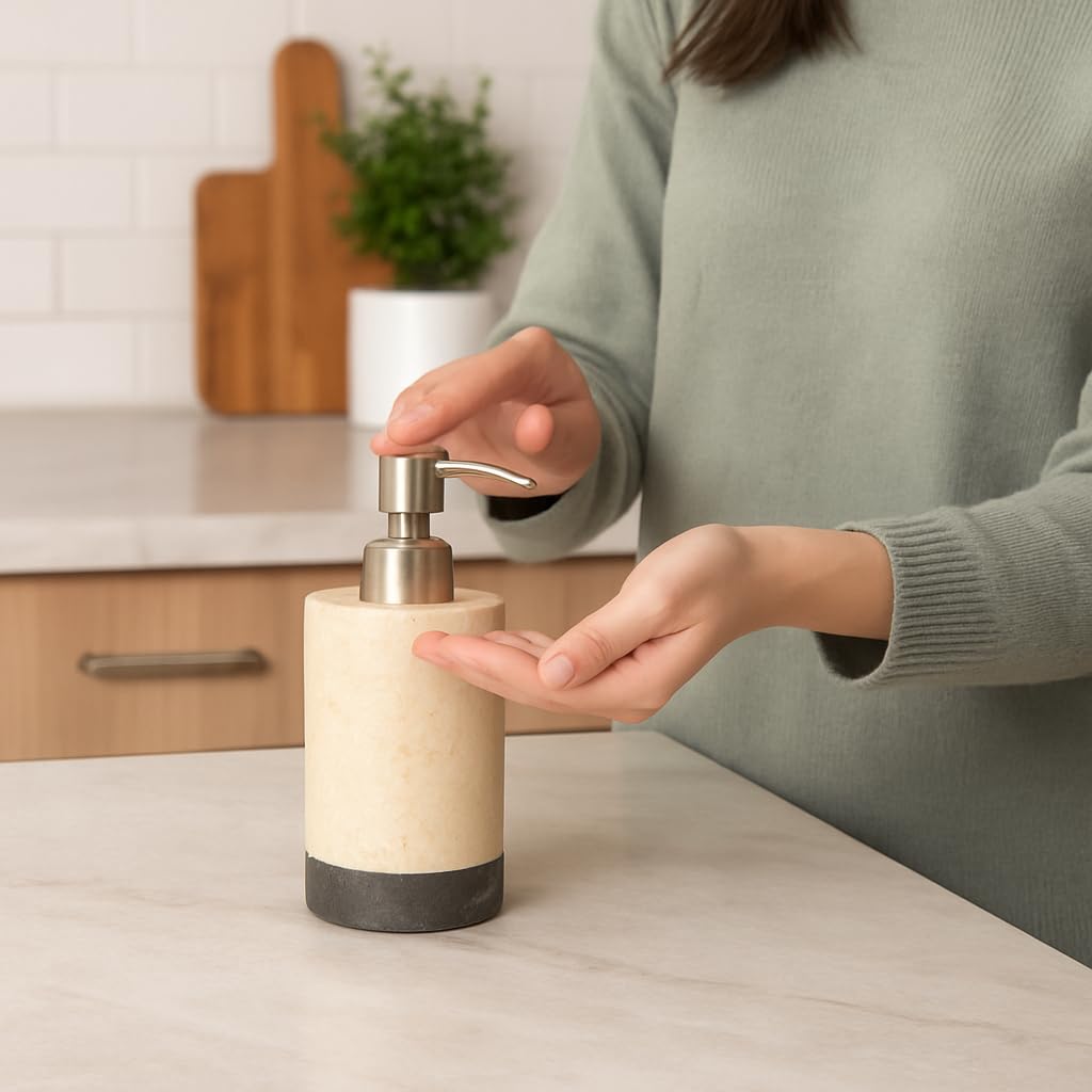 Creative Home Natural Champán mármol, dispensador de jabón líquido, loción Bandas