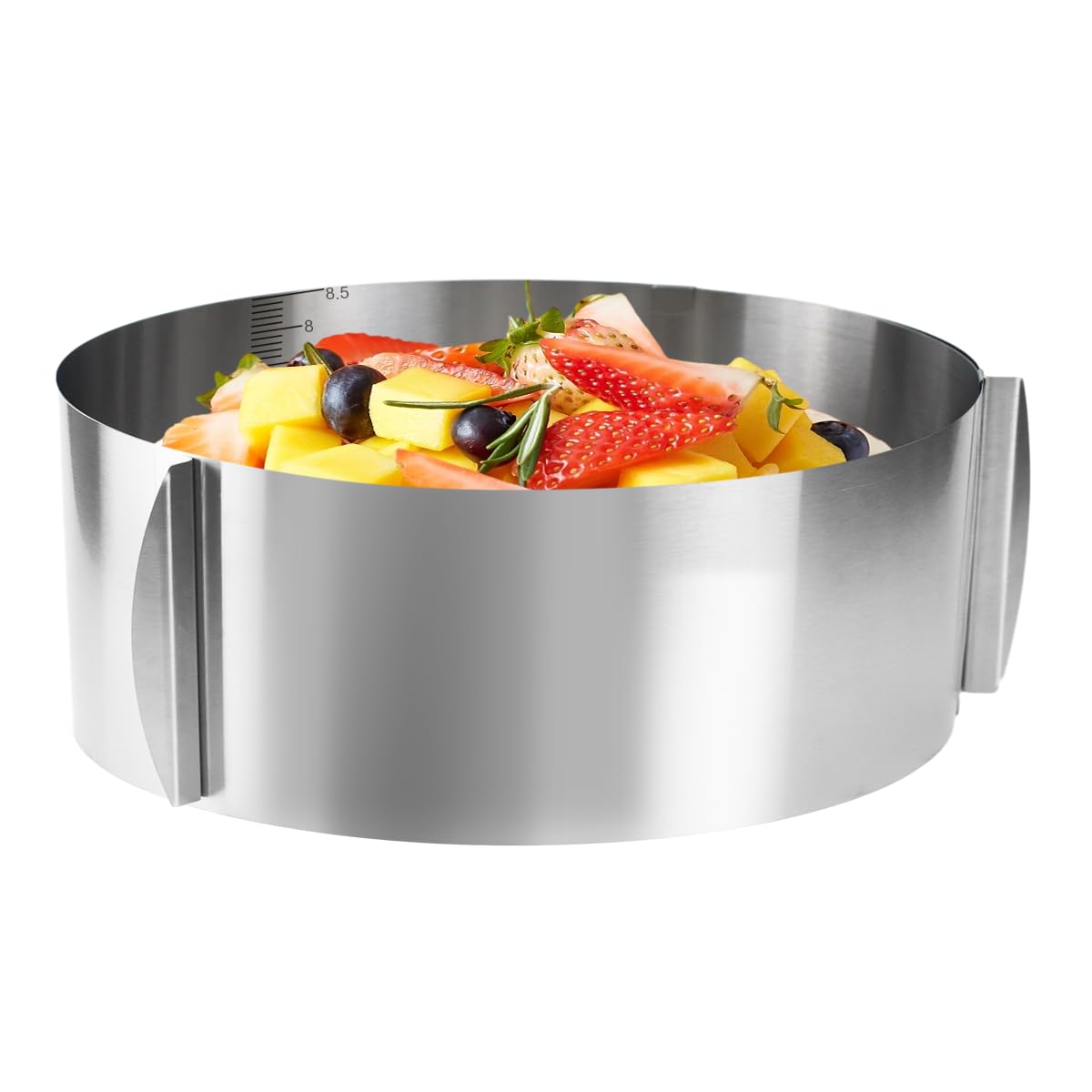 UPTVin Adjustable Cake Ring from 16 to 30 cm in Diameter, Height 8.5 cm, Adjustable Stainless Steel Cake Ring, with Scale, Cake Ring for Effortless Baking and Cakes