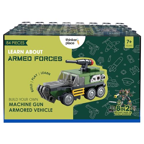 Image of STEM Armored Vehicle Building Blocks Set (84 Pcs) | DIY Machine Gun Toy for Kids 7+ Years (Boys & Girls) | Educational Construction | Creativity & Action Play Toy