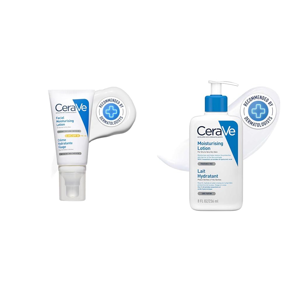 CeraVe AM Facial Moisturizing Lotion for Normal to Dry Skin (52 ml) with Broad Spectrum Sunscreen S,CeraVe Moisturizing Lotion For Dry Skin (236ml) - Formulated With 3 Essential Ceramides And Hyaluro-image-8