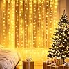 Aigostar 2×2m 200LED Cortina de Luces Navidad, 8 Modos Luces de Cadena de Cortina, IP44 Impermeable con Temporizador, para Habitacion, Exterior (Blanco Cálido)
