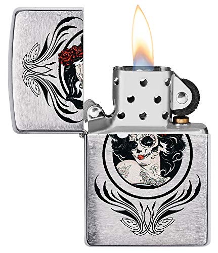 Encendedor Zippo Day of The Dead Girl Brushed Chrome miniatura 3