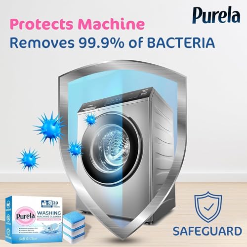 Image of Purela Washing Machine Cleaner Tablets - 90 Effervescent Tablets for Front & Top Load Washing Machines - Helps Reduce Odor, Residue & Scale Buildup(Fresh)