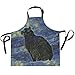 ALARGE Delantal de noche estrellada con diseño de gato Van Gogh Art ajustable con correa para el cuello y 2 bolsillos para cocina, jardinería, delantales para mujer