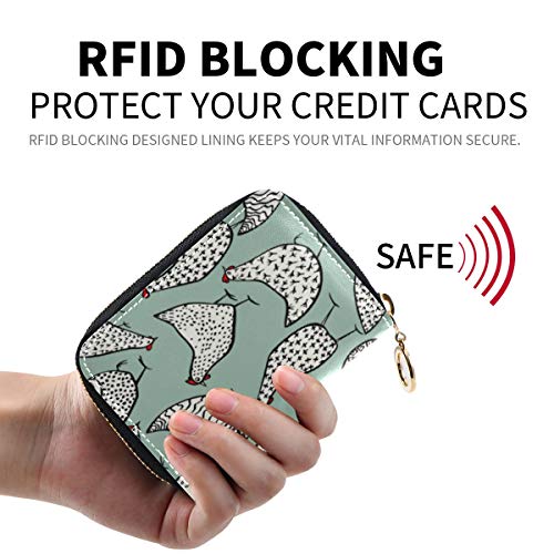 Moyyo Rfid Credit Card Holder Case Beautiful Chickens Leather Printed Zipper Card Case Wallet For Women Girls #TOP1