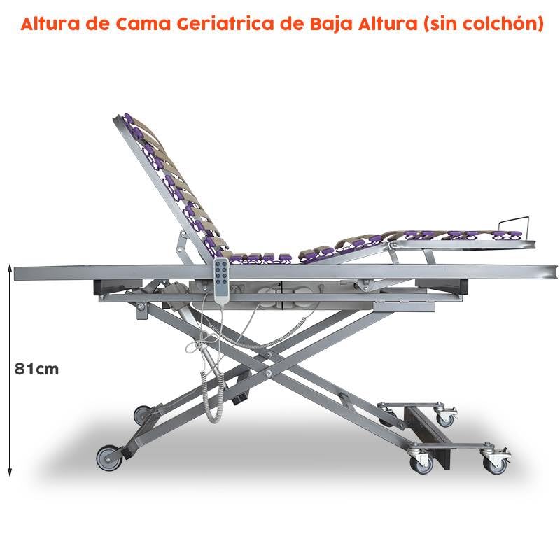 VentadeColchones - Cama Articulada Geriátrica con Carro Elevador de Baja Altura, Sin barandillas, de Medida 90 x 190 cm, con Bote de Grasa y Servicio de Subida y Montaje
