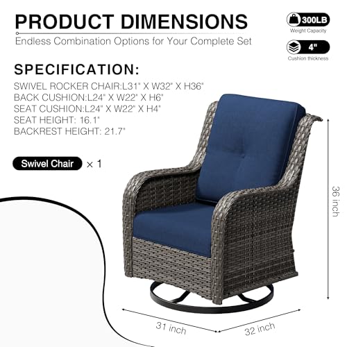 Image of Joyside Outdoor Swivel Rocker Patio Chairs, Wicker Patio Furniture with High Back, Deep Seating, Wide Armrest, Thickened Cushions, Outdoor Rattan Furniture for Deck, Porch Use