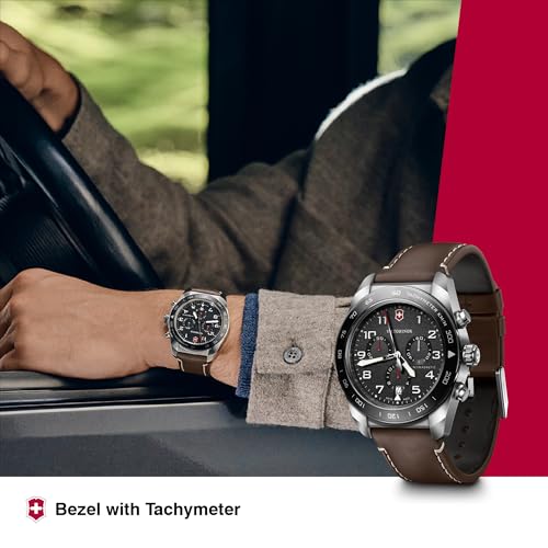 Image of VICTORINOX Swiss Army Wristwatch, Men's, Chronograph, Analog, Waterproof, Quartz, Stainless Steel Case, Stainless Steel Bracelet, Leather, Rubber Strap, Strap Replacement, Branded Gift