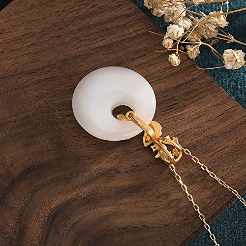 PAMTIER Unisex Alloys Simple Hip Hop Carp Leaping Over the Dragon Gate Simulated White Jade Lucky Signet Pendant Necklace3