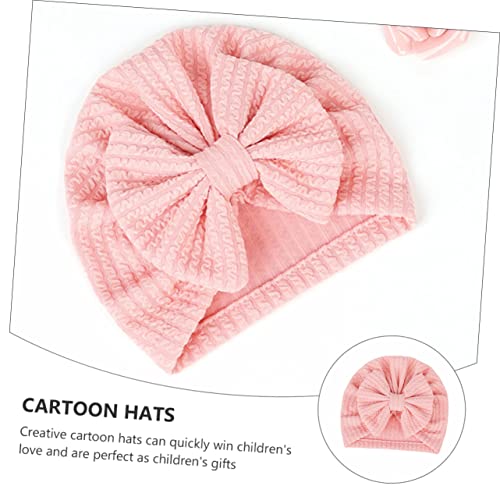 4pcs Winter Cartoon Warm Hat with Elastic Bowknot Comfortable Knitted Beanie for Boy Girl Cold Weather Durable and Stylish Design Random Color3
