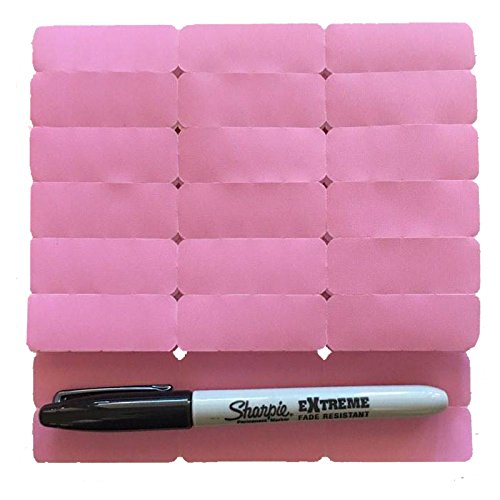 100pc Writable Large Blank Pink Iron On Nmae Tags Comes with 1 Permanent Marker Larger 3/4" x 2" Size Easier to Write on