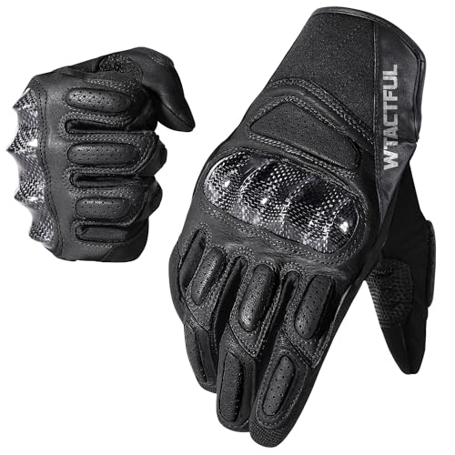 Image of WTACTFUL Goatskin Carbon Motorcycle Gloves, Touchscreen Men Women