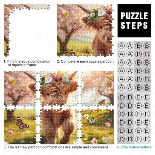 Puzzle de vaca Highland de 1000 piezas con encaje preciso de papel para decoración 4