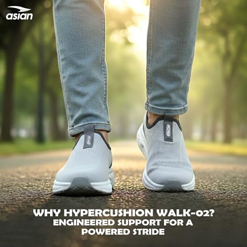 Image of ASIAN Hypercushion Walk-02 Men's Walking Shoes | Slip-On Knit Walking Shoes with E-TPU Energy Return Sole, Memory Foam Arch Support, Breathable Upper & Grip Outsole, Gym & Travel