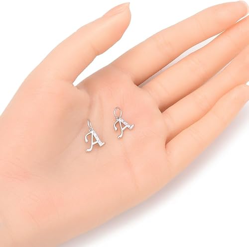 Miniatura 6 de Adabele 2 colgantes de plata de ley auténtica con letra D y circonita cúbica, con nombre y inicial, para mujeres y hombres, joyería SSP-C4
