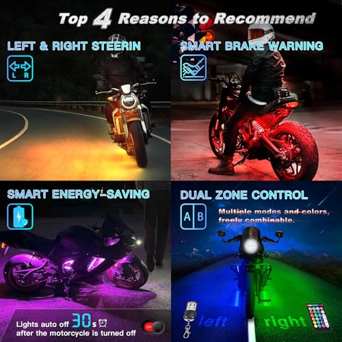 Image of Replacement Controller with Handlebar Switch Brake Turn Signal Smart Energy-Saving Functions APP /RF Remote Control, 4Pin Control Box with 5A Fuse for Motorcycle RGB LED Underglow Lights