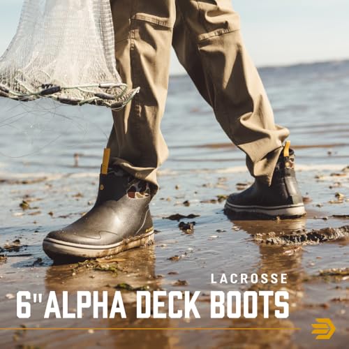 Image of LaCrosse Alpha Deck Boot 6-Inch - Waterproof Shoes for Men - Slip-Resistant Outsole & Deck Boots for Men - Quick-Dry Air-Circ Lining & Fishing Shoes