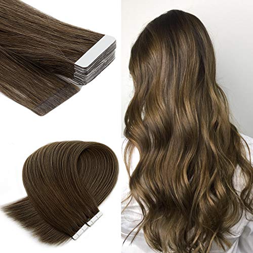 Neitsi A6 12inch Light Ash Brown Tape in Human Hair Extension Seamless Skin Weft Straight Remy Hair 10pcs (8#)