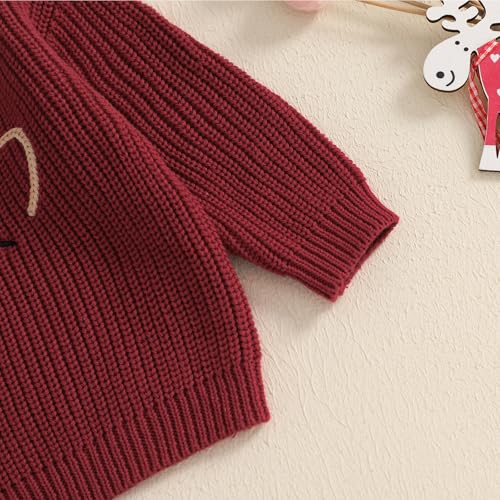 Toddler Girls Boys Christmas Sweaters Long Sleeve Reindeer Embroidery Knit Pullovers Kid Jumper Tops Fall Clothes3