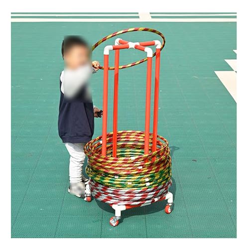 フラフープ収納ラック、滑り止めサイレントホイール付き体操リングオーガナイザー、屋内屋外用フィットネスサークルトロリー(C,2.5ft/75cm)
