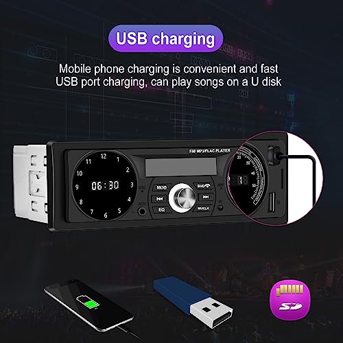 Single Din Car Stereo Marine Radio Bluetooth Hands Free Calling Car Audio Receivers With Digital Lcd Display Fm Radio Usb/Sd/Aux-In Mp3 Player Quick Charge Temperature&Time Display + Remote Control #TOP4