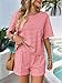 Lhnjimrsy Summer Stripe Fashion Short Sleeve 2 Piece Pajamas Sets Pink L