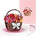 papercrush® Pop-Up Karte „Bunte Tulpen“ - 3D Blumenkarte für Frau, Freundin oder Mutter (Geburtstagskarte, Frühling, Dankeschön, Gute Besserung, Geldgeschenk) - Popup Glückwunschkarte mit Blumen
