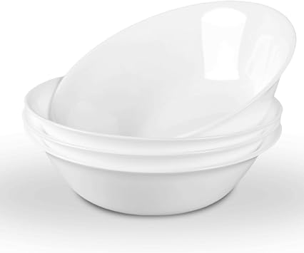 LaGlint 14 OZ 16 OZ MAX White Opal Glass Cereal Bowl Set of 4, 6.5 inch Dishwasher & Microwave Safe Round Bowls for Soup, Salad and Rice