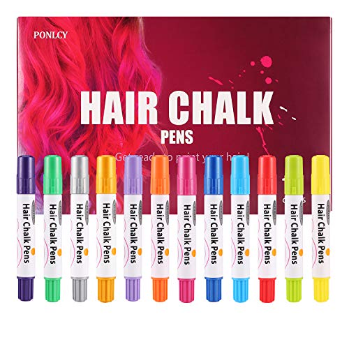 Hair Chalk Pens for Girls, Temporary Hair Color Chalk, Washable Hair Dye Safe for Kids - Good Choice for New Year Birthday Party Christmas Cosplay Halloween Gifts(12 Colors)