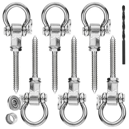 Dakzhou 6 Heavy Duty Swing Hangers Permanent Anti Rust Bearing, 1500 LBS, 180° Swing Hardware, Swing Frame for Yoga Hammock Chair sandbag Playground Accessories