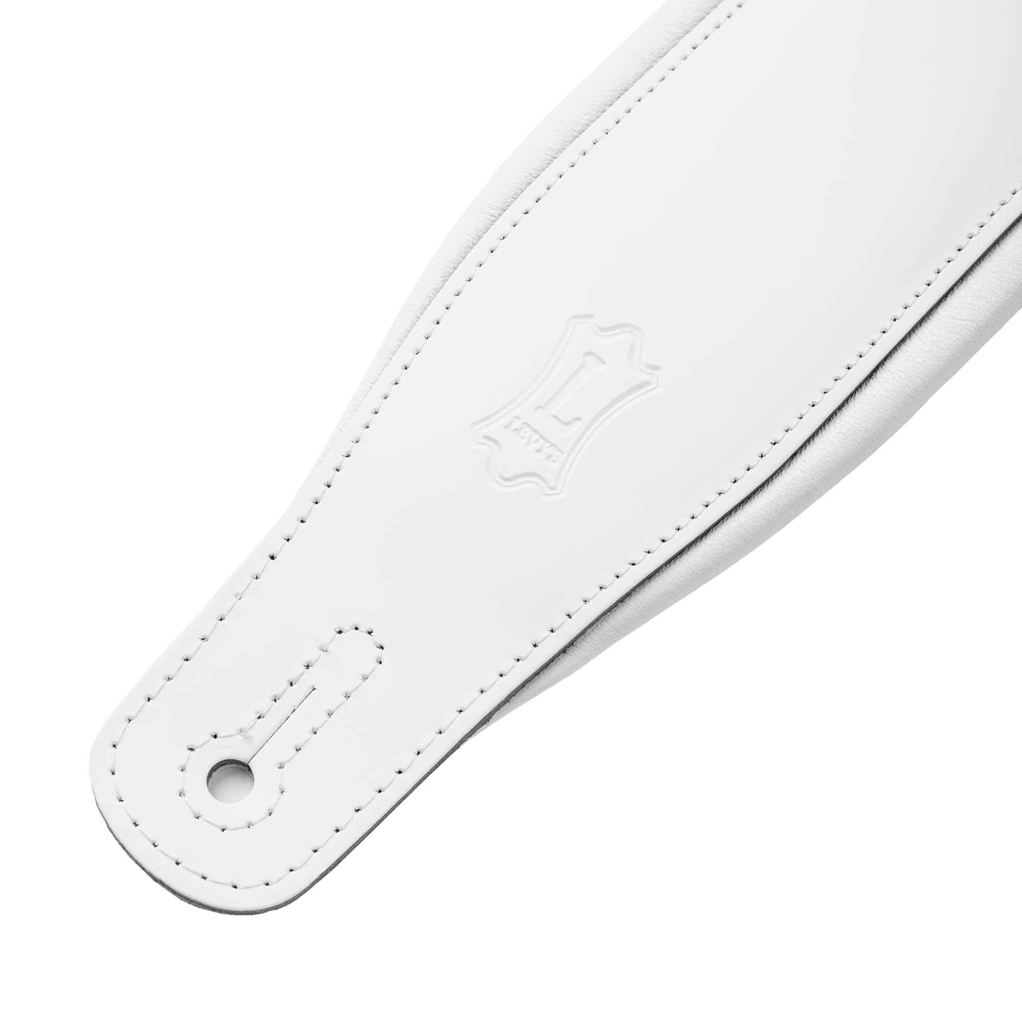 Levy's - Correa de guitarra M26PD-WHT-WHT, cuero acolchado de grano superior, totalmente blanco, ajustable 94-130 cm, ancho 7,6 cm, hecho en Canadá