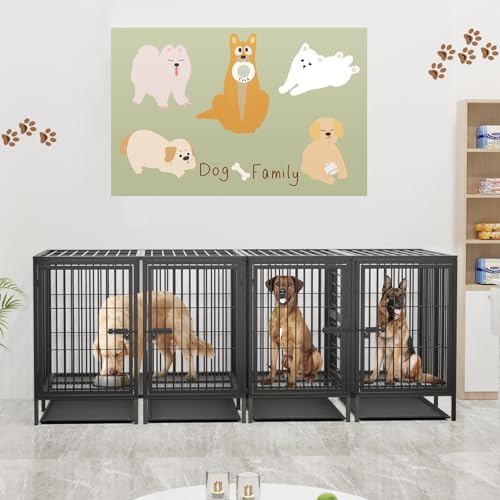 BingoPaw Hundekäfig XXXL Schwerlast Hundebox: 2 in 1 Doppelbox Hundegitterbox mit Trennwand, 2 Türen und Tablett, Haustierkäfig Outdoor Indoor für große mittelgrosse Hunde 130x100x100 cm