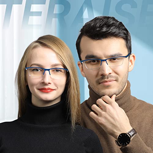 Image of TERAISE Anti Blue Light Reading Magnifier for Men and Women, Blue, 4.00x