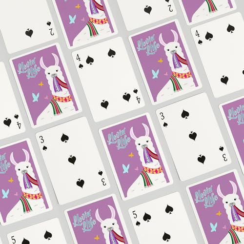 Baraja de póker Llovin' Llife Llama púrpura 52 cartas miniatura 4
