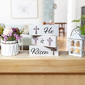 JennyGems He Is Risen Wooden Sign Set, Tiered Tray and Tabletop Easter Decor, Christian Easter, Made in USA JennyGems He Is Risen Wooden Sign Set Tiered Tray and Tabletop Easter Decor Christian Easter Made in USA