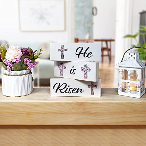 JennyGems-He-Is-Risen-Wooden-Sign-Set-Tiered-Tray-and-Tabletop-Easter-Decor-Christian-Easter-Made-in-USA JennyGems He Is Risen Wooden Sign Set Tiered Tray and Tabletop Easter Decor Christian Easter Made in USA