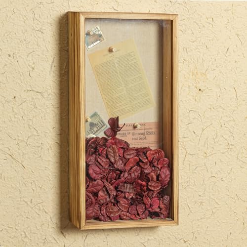 Image of Shadow Box Frame 8x16 Shadow Box Display Case with Linen Back of Awards Memorabilia Flower, Pictures, Keepsakes、Bouquet、Medals and More Photos Memory Box
