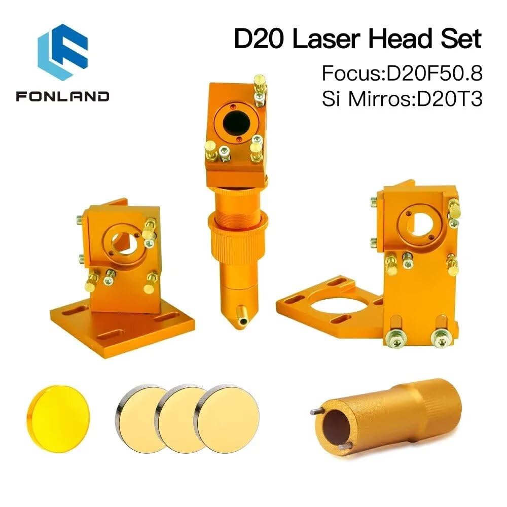 Set di teste laser con 3 specchi in silicio D20mm e 1 lente di messa a fuoco CVD ZeSn D20mm FL50.8mm per macchine per incisione e taglio laser(Set D D20F50.8)