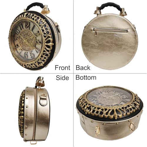 Women Classic Retro Clock Shaped Crossbody Shoulder Bag Handbag PVC Unique Novelty Clock Purse3