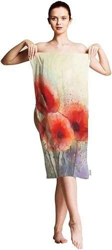 Miniatura 6 de oFloral Toallas de mano de algodón con diseño de flor de amapola, pintura al óleo, plantas de primavera, color rojo, floral, botánica, toallas