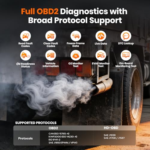 Image of ANCEL X7HD PRO 10.1'' Heavy Duty Truck Scanner, Full-System Diesel Diagnostic Tool with DPF Regen, 42+ Reset, Bi-Directional and Active Test, ECU Coding, HDOBD /OBD2 Scanner for Diesel Trucks - Grey