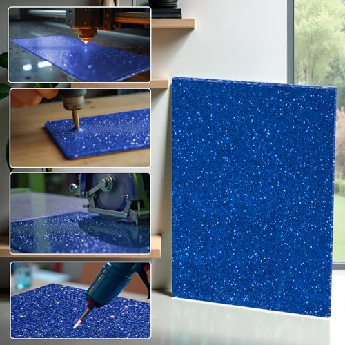 Image of Glitter Acrylic Sheets, Blue, 12 inchx8 inch, 2 Pack | 1 /8 in Thick, 3mm Cast Sparkly Sheets, For Laser Cutting & Engraving, Invitation Blanks & Signs, Festival Decorations
