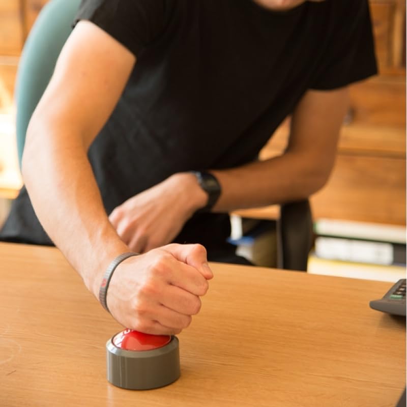 Bullshit Alarmknopf | Mit 5 verschiedenen Anti-BS-Reaktionen | Großer roter Summer | Lustig für Erwachsene | Spaß fürs Büro | 2 x AAA Batterien enthalten